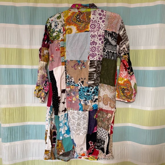 Vintage Handmade Patchwork Boho Artist One of a Kind Blouse Tunic Sz Large - Picture 5 of 8